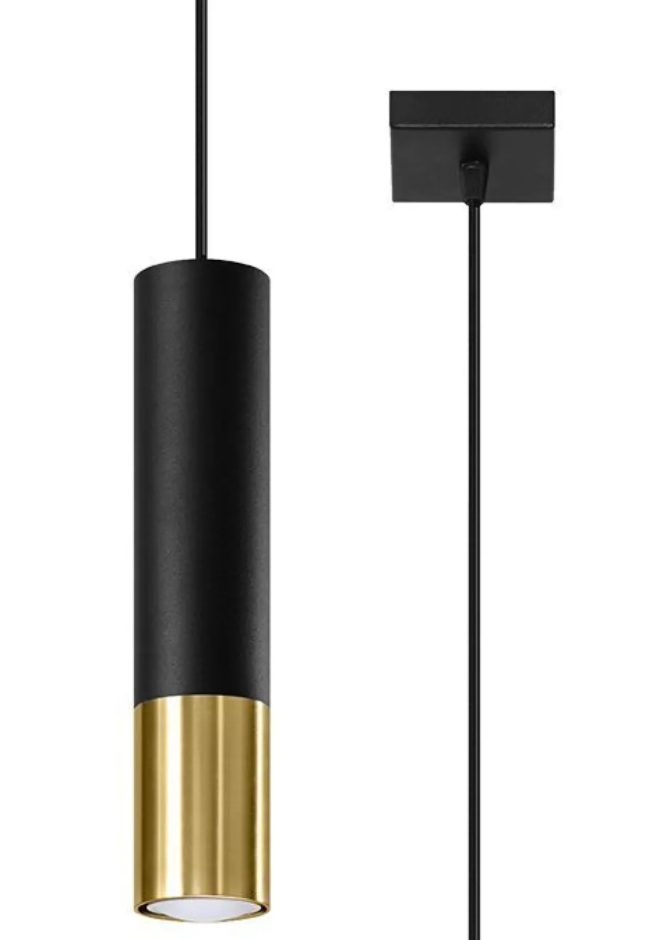 Sollux Hängelampe Schwarz Gold Ø 6 cm schmal GU10 Metall< Hängelampen|Esszimmer Lampen
