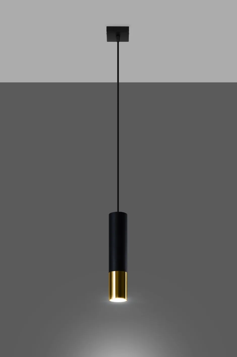 Sollux Hängelampe Schwarz Gold Ø 6 cm schmal GU10 Metall< Hängelampen|Esszimmer Lampen