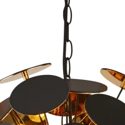 Hängelampen|Wohnzimmerlampen*Searchlight Hängelampe Schwarz Gold Ø47cm H: max. 135cm 4x E14 Metall