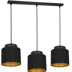 Luminex Hängelampe Schwarz Gold E27 Stoff Schirm< Stofflampen|Wohnzimmerlampen