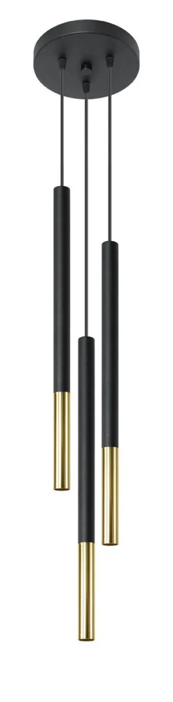 Esszimmer Lampen|Moderne Lampen*Sollux Hängelampe Schwarz Gold 3-flammig G9 Ø 20 cm Metall