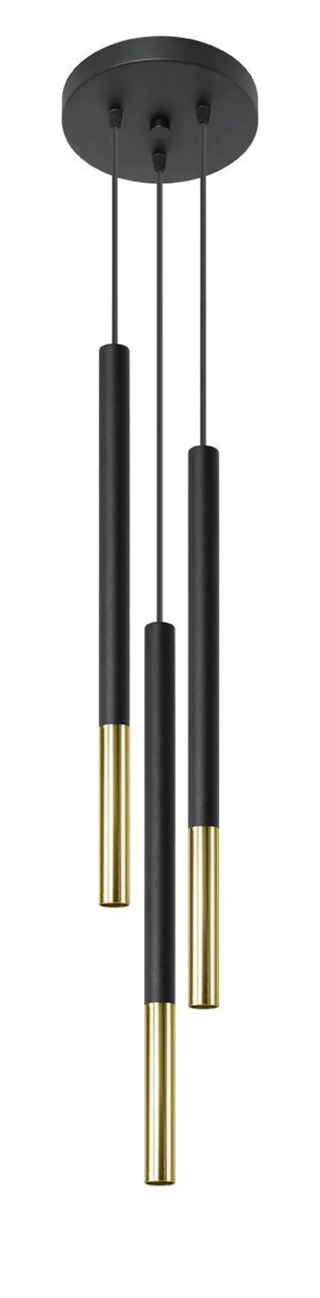 Esszimmer Lampen|Moderne Lampen*Sollux Hängelampe Schwarz Gold 3-flammig G9 Ø 20 cm Metall