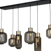 Hängelampen|Glaslampen*Masterlight Hängelampe Schwarz Gold 6-flammig groß Glas Metall