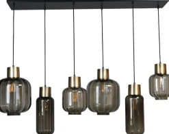 Hängelampen|Glaslampen*Masterlight Hängelampe Schwarz Gold 6-flammig groß Glas Metall