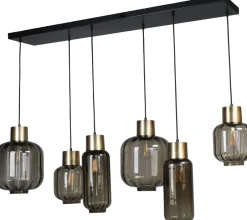 Hängelampen|Glaslampen*Masterlight Hängelampe Schwarz Gold 6-flammig groß Glas Metall