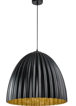 Hängelampen|Wohnzimmerlampen*Sigma Hängelampe Schwarz Gold Loft rund Ø50 cm E27 Metall