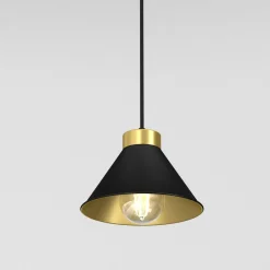 Luminex Hängelampe Schwarz Gold Metall E27 Esstisch RIAN< Hängelampen|Wohnzimmerlampen