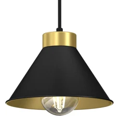 Luminex Hängelampe Schwarz Gold Metall E27 Esstisch RIAN< Hängelampen|Wohnzimmerlampen