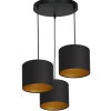 Hängelampen|Bürolampen*Luminex Hängelampe Schwarz Gold Stoff Metall 3-flammig blendarm