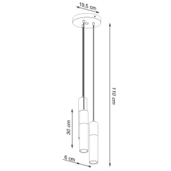 Sollux Hängelampe Schwarz Grau Ø 20 cm Metall Beton 3-flammig< Wohnzimmerlampen|Moderne Lampen