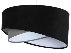 Hängelampen|Bürolampen*BPS Koncept Hängelampe Schwarz Grau E27 rund Ø 50 cm Stoff Velours Optik