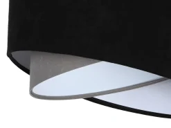 Hängelampen|Bürolampen*BPS Koncept Hängelampe Schwarz Grau E27 rund Ø 50 cm Stoff Velours Optik