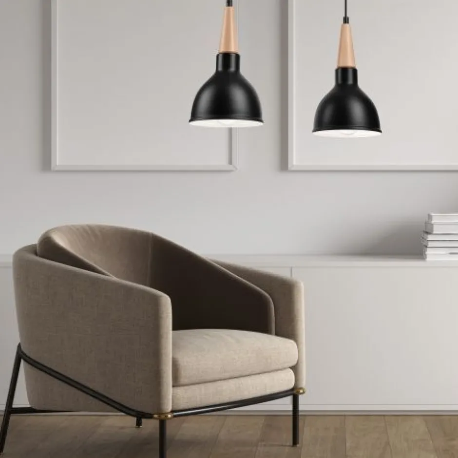 Hängelampen|Esszimmer Lampen*Lamkur Hängelampe Schwarz Holz Esszimmer Skandinavisch