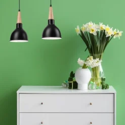 Hängelampen|Esszimmer Lampen*Lamkur Hängelampe Schwarz Holz Esszimmer Skandinavisch