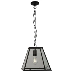 Searchlight Hängelampe Schwarz Klar B: 30 cm E27 Glas Metall E27< Hängelampen|Wohnzimmerlampen