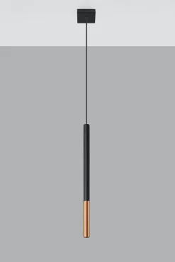 Sollux Hängelampe Schwarz Kupfer Ø 2,5 cm schmal Zylinder G9< Moderne Lampen|Wohnzimmerlampen