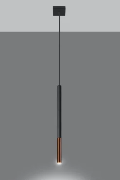 Sollux Hängelampe Schwarz Kupfer Ø 2,5 cm schmal Zylinder G9< Moderne Lampen|Wohnzimmerlampen