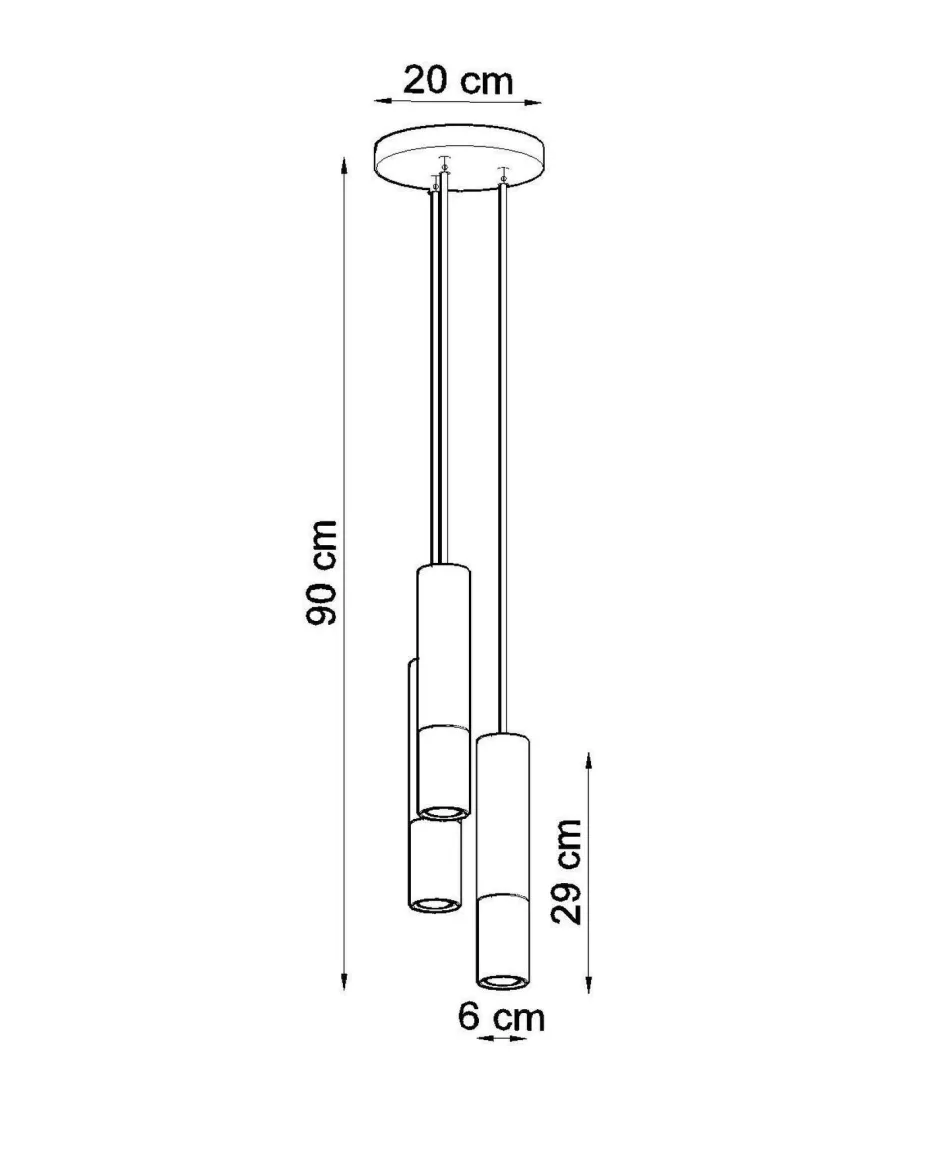 Hängelampen|Esszimmer Lampen*Sollux Hängelampe Schwarz Kupfer 3-flammig höhenverstellbar
