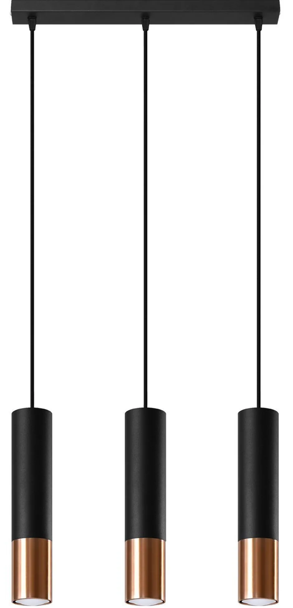 Sollux Hängelampe Schwarz Kupfer 3-flammig B: 45 cm Metall< Wohnzimmerlampen|Moderne Lampen