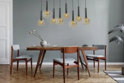 Masterlight Hängelampe Schwarz Messing 5-flammig Rauchglas Metall< Hängelampen|Kugellampen