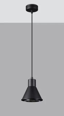 Wohnzimmerlampen|Esszimmer Lampen*Sollux Hängelampe Schwarz Metall Ø 14 cm schlicht ES111 Retro