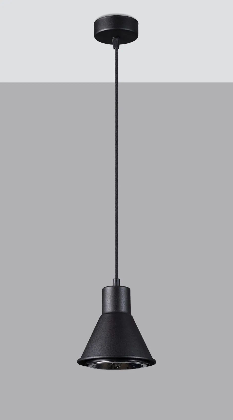 Wohnzimmerlampen|Esszimmer Lampen*Sollux Hängelampe Schwarz Metall Ø 14 cm schlicht ES111 Retro