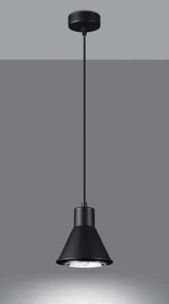 Wohnzimmerlampen|Esszimmer Lampen*Sollux Hängelampe Schwarz Metall Ø 14 cm schlicht ES111 Retro