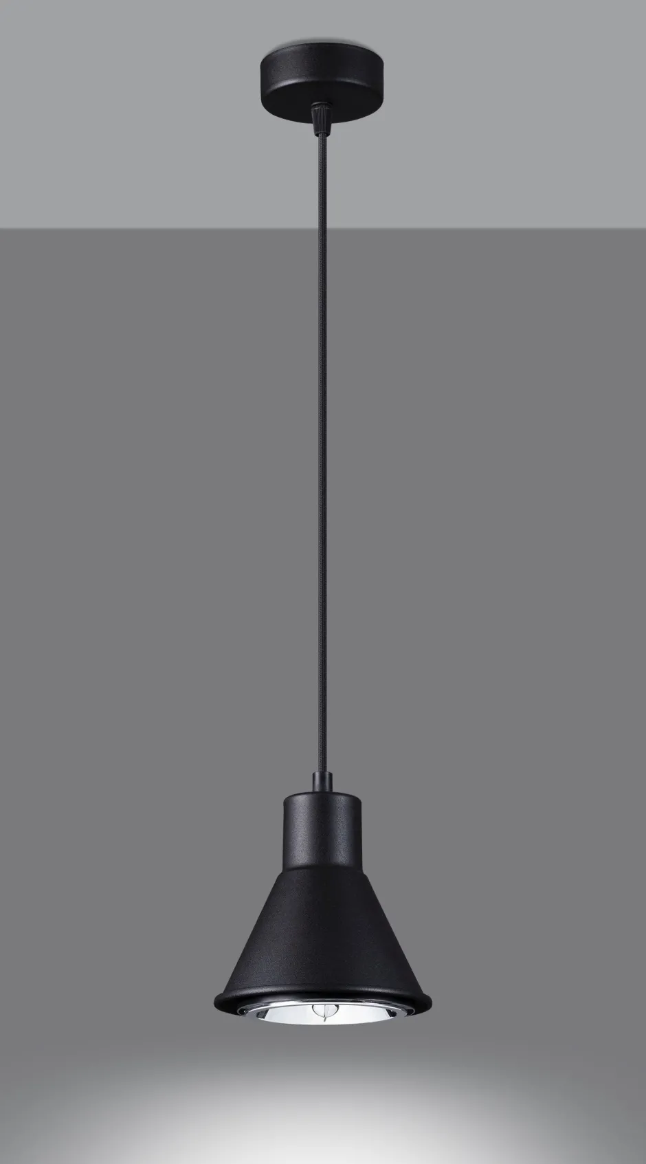 Wohnzimmerlampen|Esszimmer Lampen*Sollux Hängelampe Schwarz Metall Ø 14 cm schlicht ES111 Retro