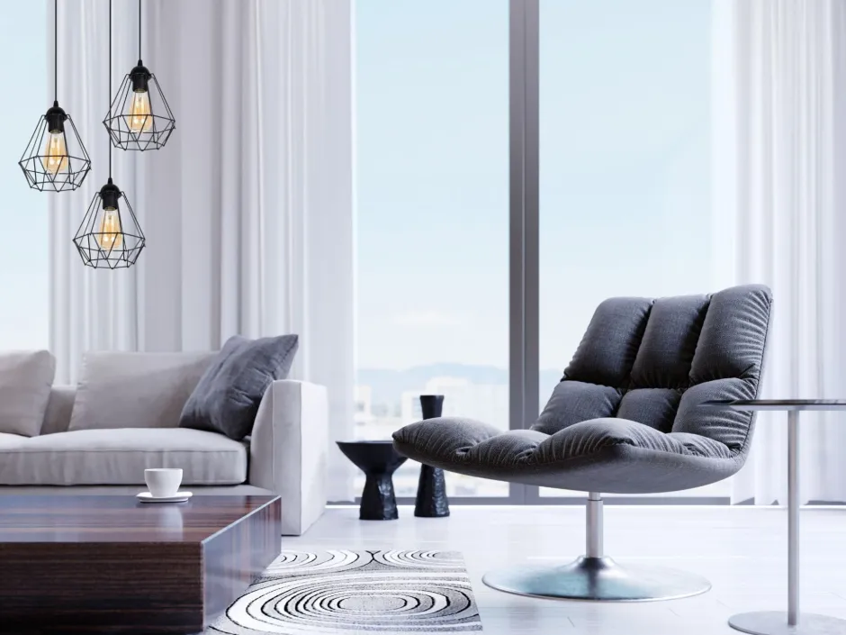 Belis Hängelampe Schwarz Metall Ø45 cm E27 3-flammig Retro< Hängelampen|Bürolampen