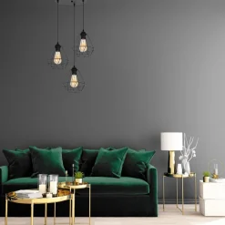 Belis Hängelampe Schwarz Metall Ø45 cm E27 3-flammig Retro< Hängelampen|Bürolampen