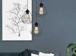 Belis Hängelampe Schwarz Metall Ø45 cm E27 3-flammig Retro< Hängelampen|Bürolampen