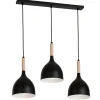Luminex Hängelampe Schwarz Metall Holz 3 flammig E27< Wohnzimmerlampen|Esszimmer Lampen