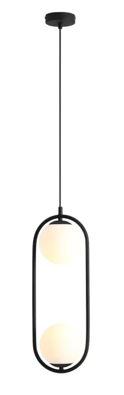 Bürolampen|Kugellampen*ALDEX Hängelampe Schwarz Metall Glas L:18,5 cm E14 2-flammig