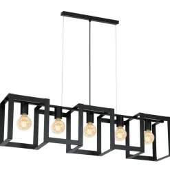 Wohnzimmerlampen|Esszimmer Lampen*Luminex Hängelampe Schwarz Metall Modern 108 cm lang