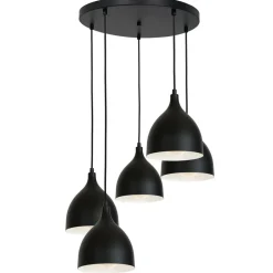 Luminex Hängelampe Schwarz Metall 5 flammig Skandinavisch< Hängelampen|Wohnzimmerlampen
