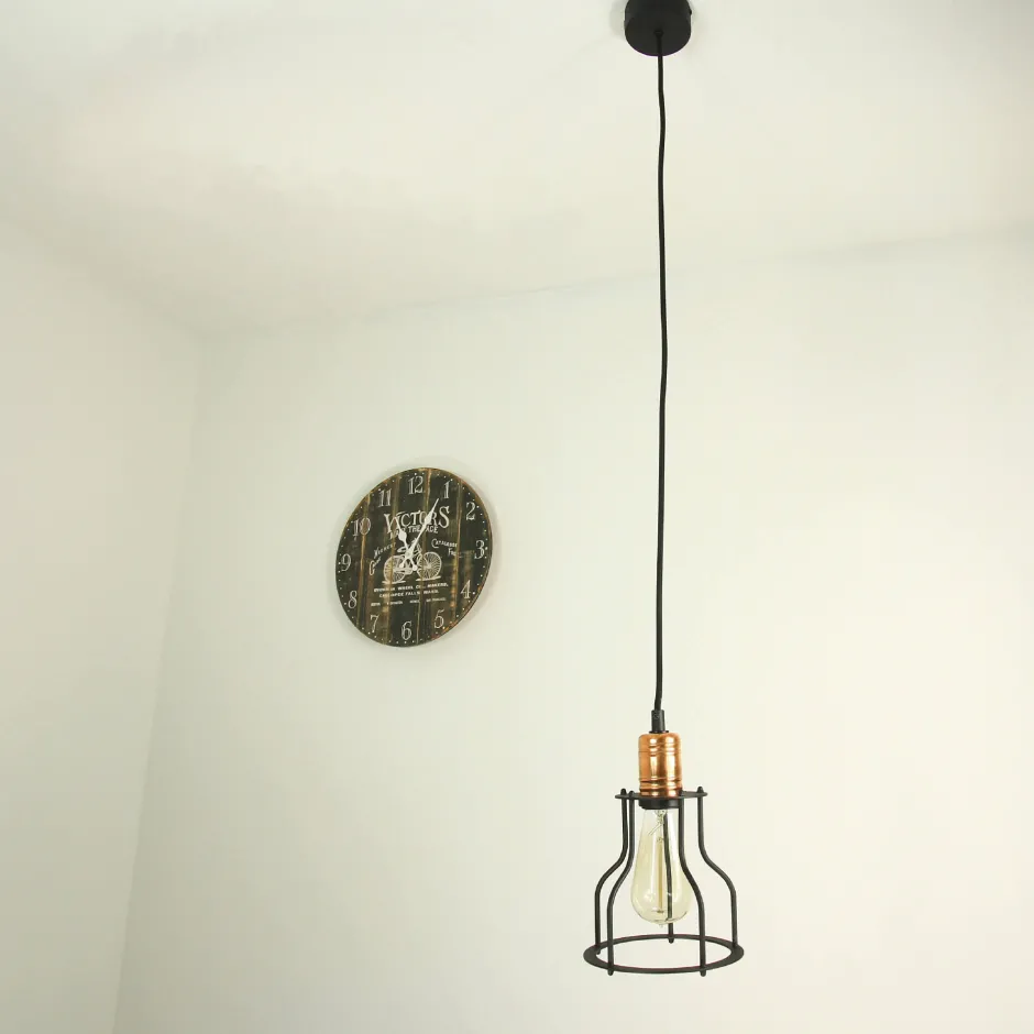 Hängelampen|Esszimmer Lampen*Nowodvorski Hängelampe Schwarz Metall Ø 15 cm Draht Schirm E27