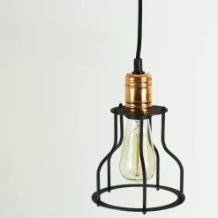 Hängelampen|Esszimmer Lampen*Nowodvorski Hängelampe Schwarz Metall Ø 15 cm Draht Schirm E27