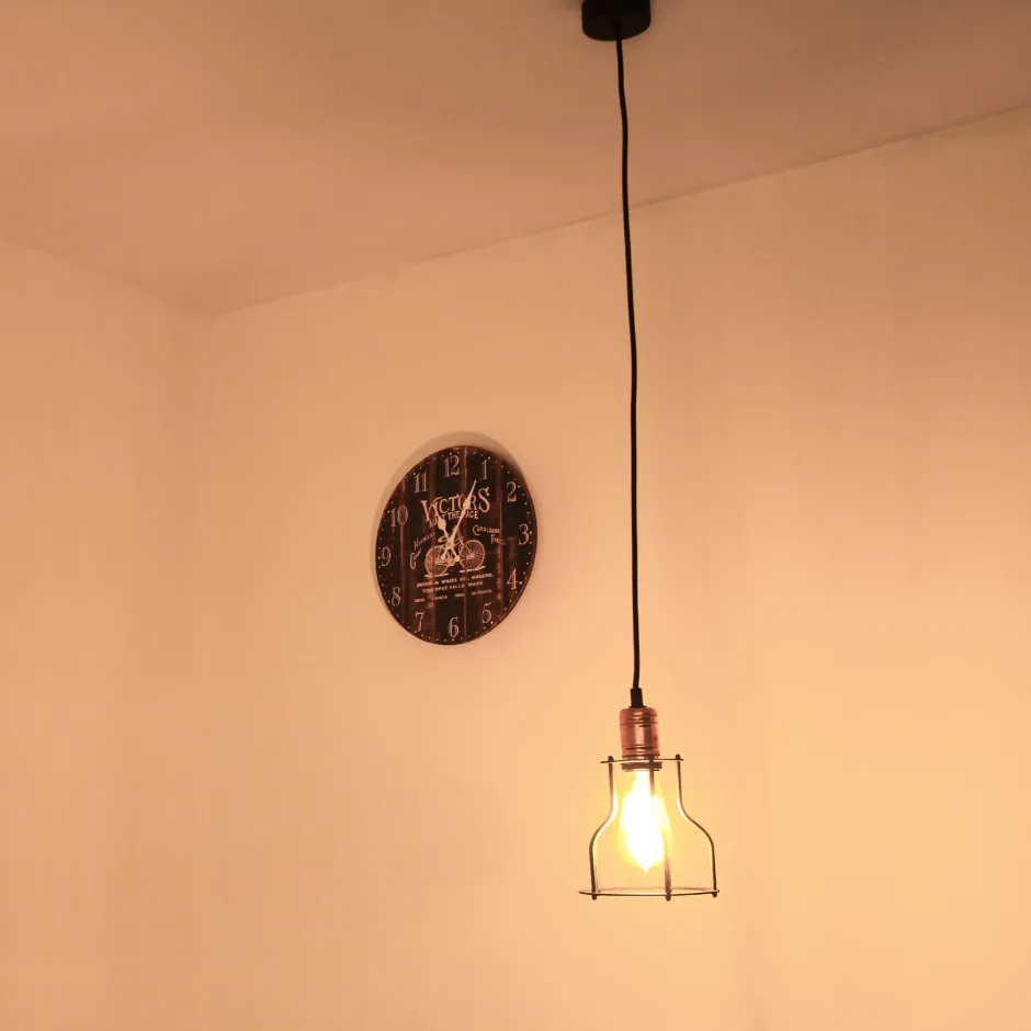 Hängelampen|Esszimmer Lampen*Nowodvorski Hängelampe Schwarz Metall Ø 15 cm Draht Schirm E27