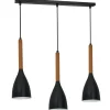 Luminex Hängelampe Schwarz Metall Holz 3 flammig E27 MUZA< Wohnzimmerlampen|Esszimmer Lampen