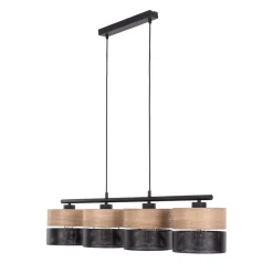 Hängelampen|Esszimmer Lampen*TK Lighting Hängelampe Schwarz Natur E27 4-flammig länglich B: 94 cm