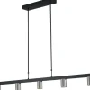 Hängelampen|Wohnzimmerlampen*Masterlight Hängelampe Schwarz Nickel 130 cm breit Metall Esszimmer