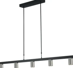 Hängelampen|Wohnzimmerlampen*Masterlight Hängelampe Schwarz Nickel 130 cm breit Metall Esszimmer