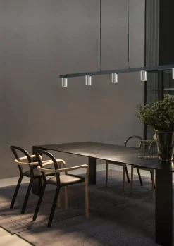 Hängelampen|Wohnzimmerlampen*Masterlight Hängelampe Schwarz Nickel 130 cm breit Metall Esszimmer