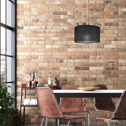 Lamkur Hängelampe Schwarz rund Ø 35 cm E27 verstellbar Stoff ISIDE< Hängelampen|Schlafzimmer Lampen