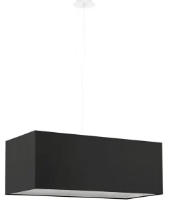 Sollux Hängelampe Schwarz Stoff Glas eckig B: 80 cm Modern< Hängelampen|Esszimmer Lampen