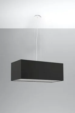 Sollux Hängelampe Schwarz Stoff Glas eckig B: 80 cm Modern< Hängelampen|Esszimmer Lampen
