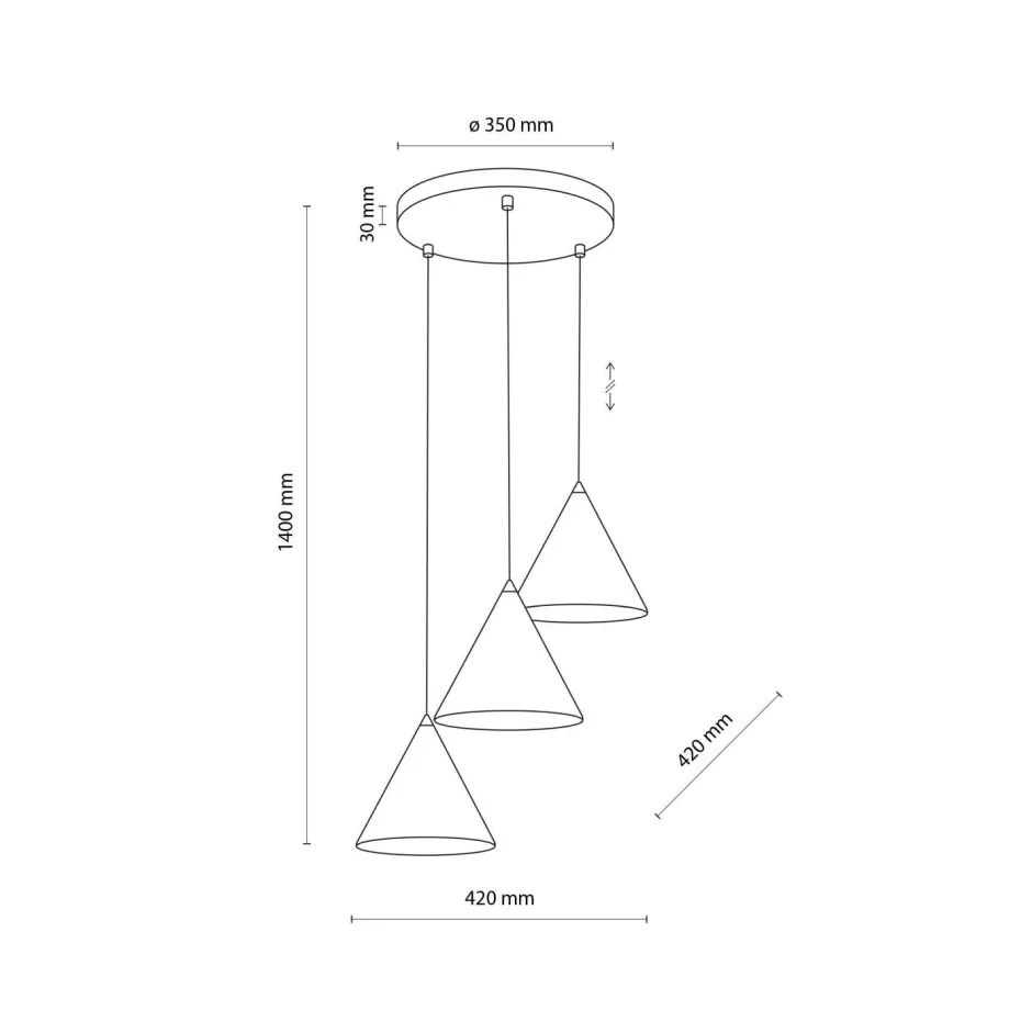Hängelampen|Bürolampen*TK Lighting Hängelampe Schwarz verstellbar 3-flammig E27 Ø 42 cm CODY