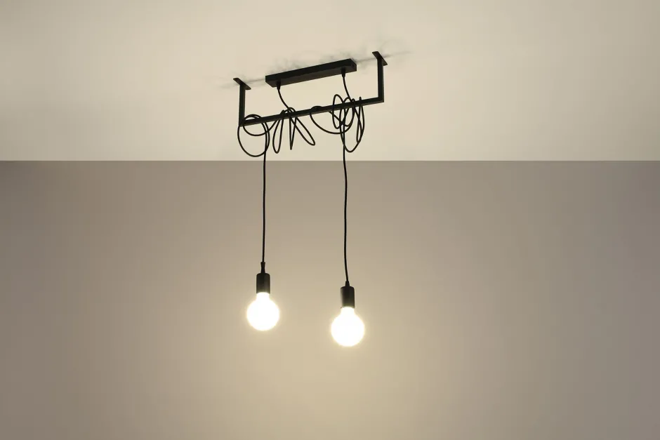 Sollux Hängelampe Schwarz verstellbar bis 150 cm E27< Hängelampen|Wohnzimmerlampen