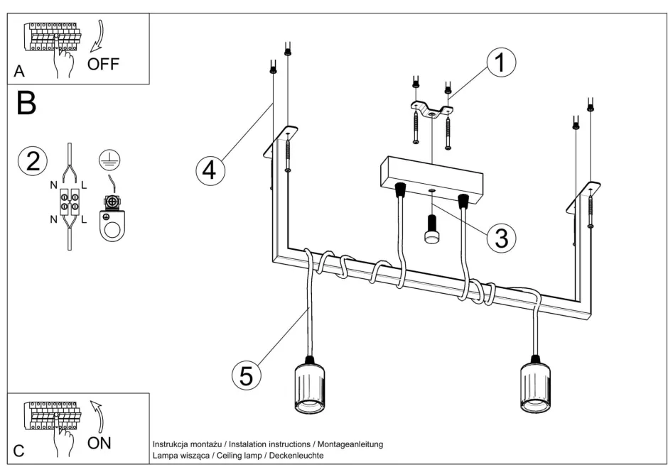 Sollux Hängelampe Schwarz verstellbar bis 150 cm E27< Hängelampen|Wohnzimmerlampen