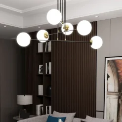 Emibig Hängelampe Schwarz verstellbar Glas 6x E27 Hängeleuchte< Kugellampen|Glaslampen